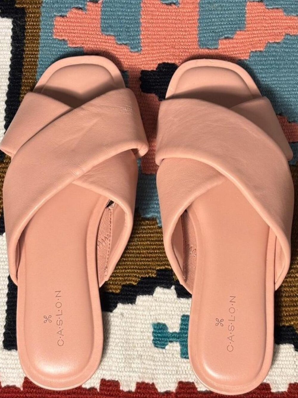 Caslon Pink Leather Slides w/ Cushioned Soles US 6
